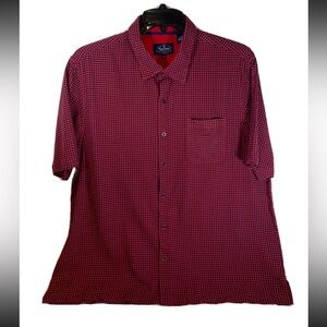 Nat Nast Men's Silk Blend Short Sleeve Button Down Shirt Red & Blue Size XXL
